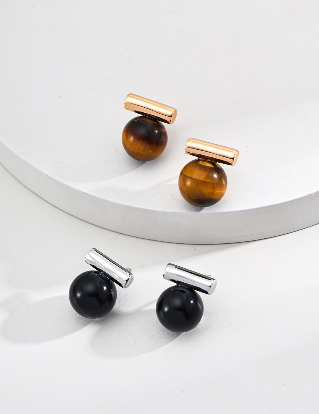 Tiger’s Eye Sphere Stud Earrings