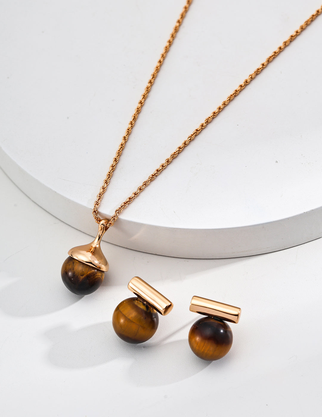 Tiger’s Eye Sphere Stud Earrings