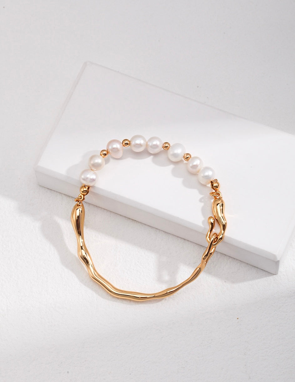 Ripple Link Pearl Bracelet