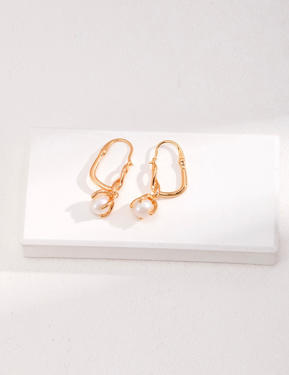 Golden Cage Pearl Drop Earrings