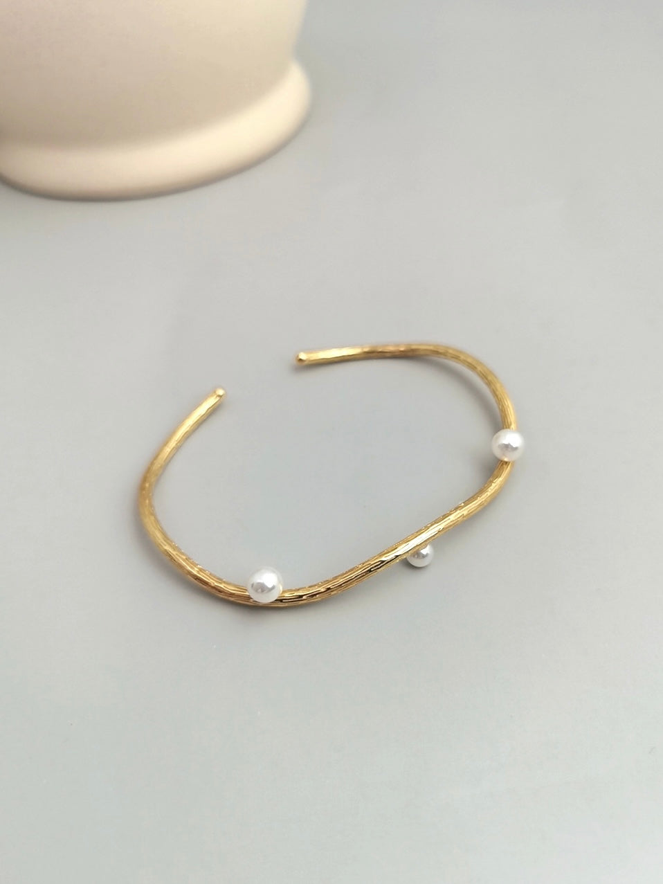 Minimalist Pearl Open Cuff