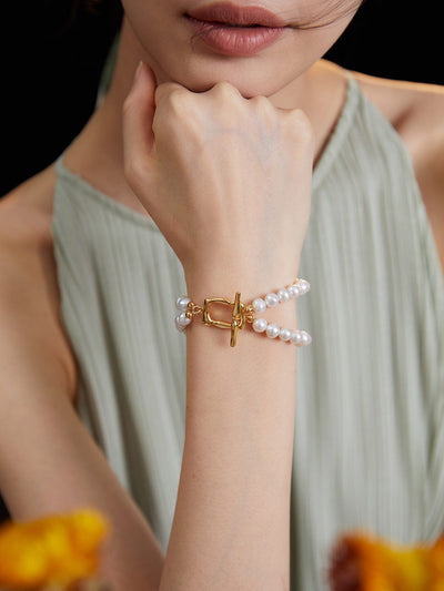 Double-Strand Freshwater Pearl Bracelet