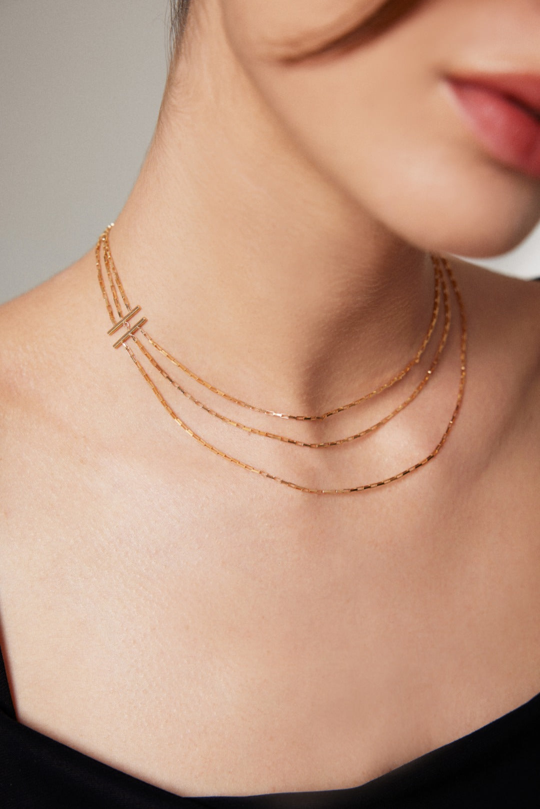 Triple-Layer Gold Chain Necklace