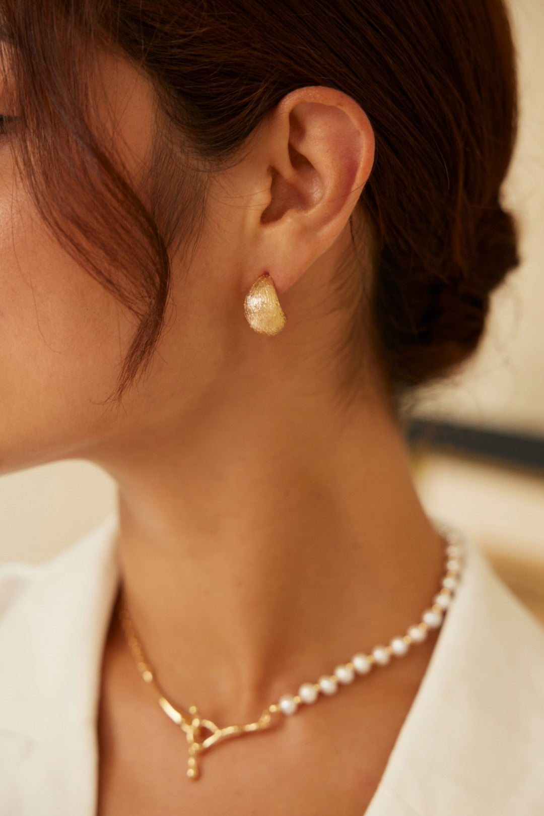 Textured Gold Teardrop Earrings