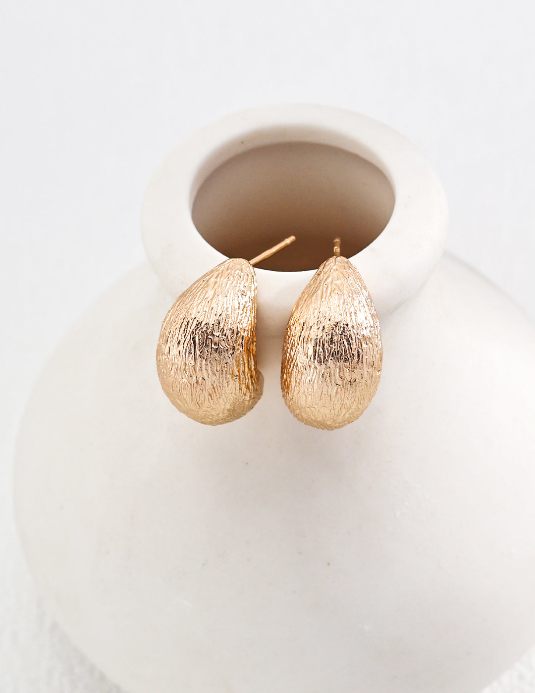 Textured Gold Teardrop Earrings