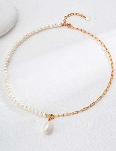 Pearl & Gold Chain Necklace