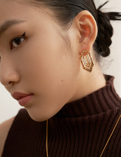 Textured Geometric Statement Earrings