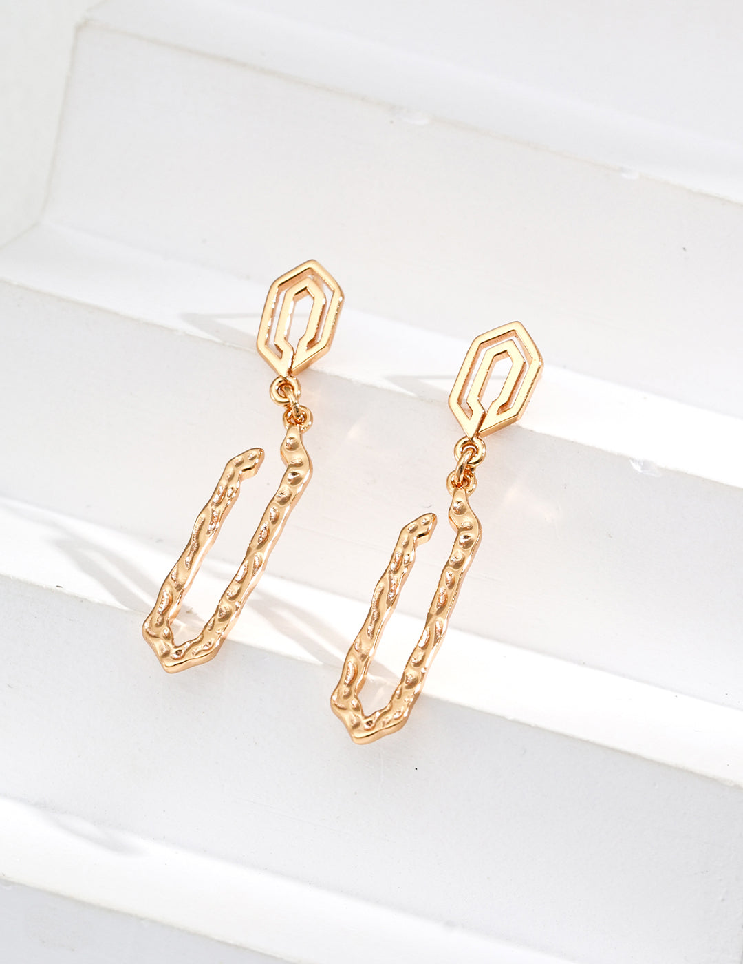 Geometric Textured Drop Earrings