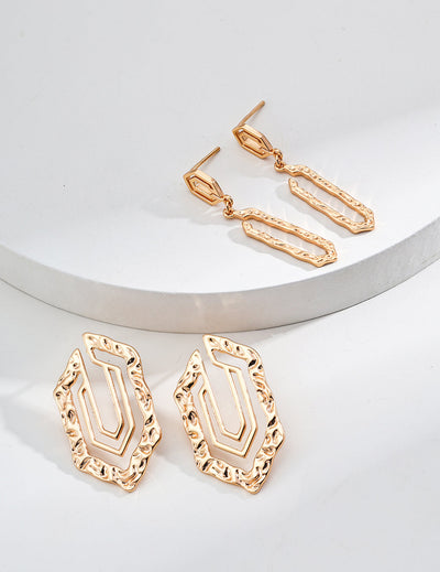 Textured Geometric Statement Earrings