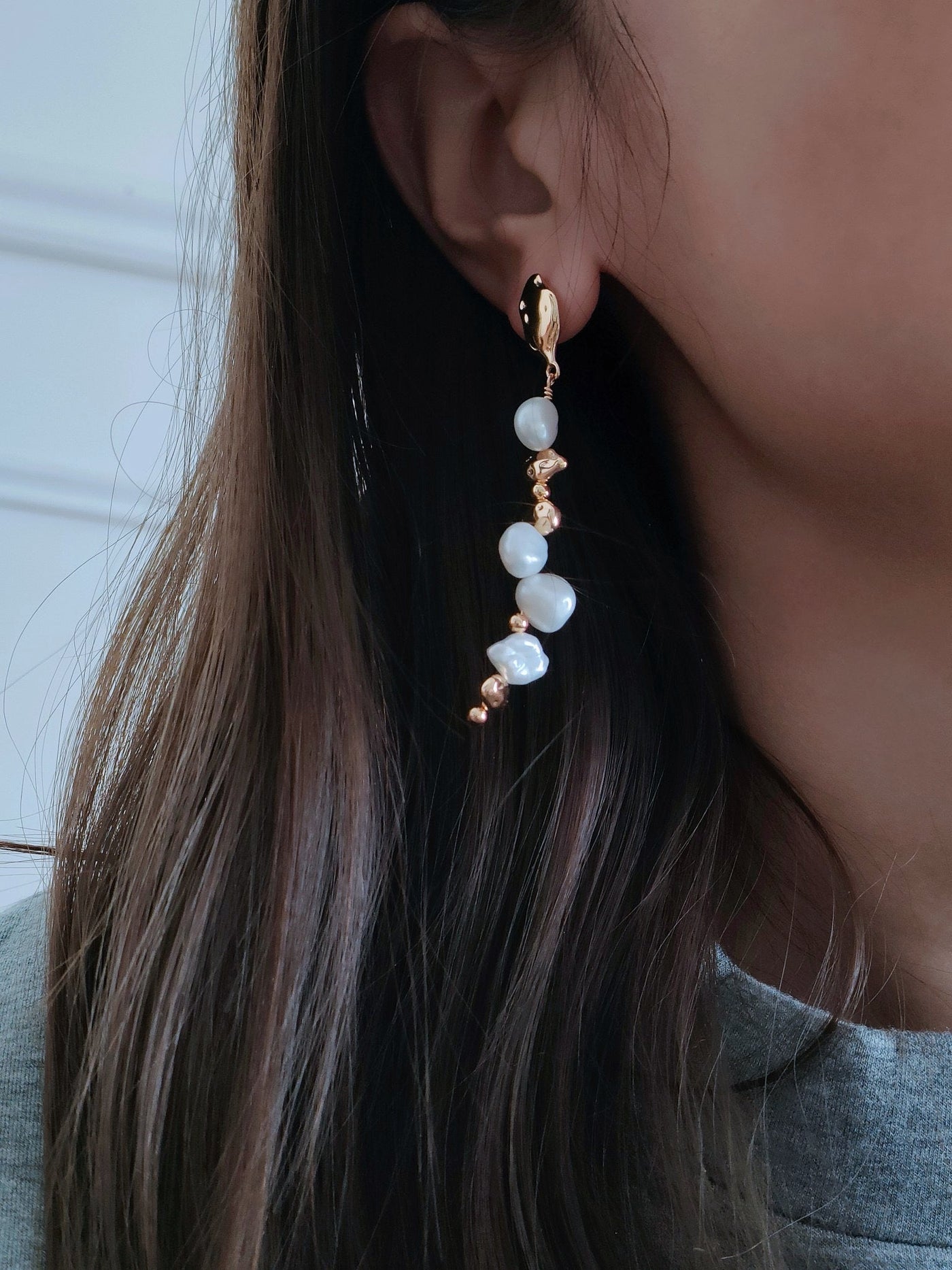 Baroque Pearl Dangle Earrings