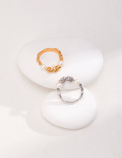 Dual-Tone Pearl Beaded Rings