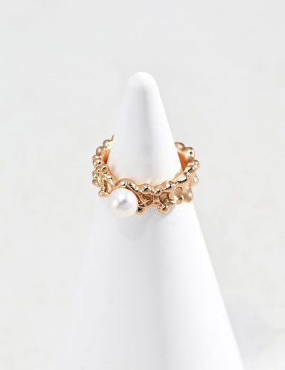 Golden Coral Pearl Ring