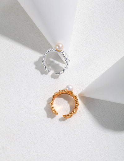 Golden Coral Pearl Ring