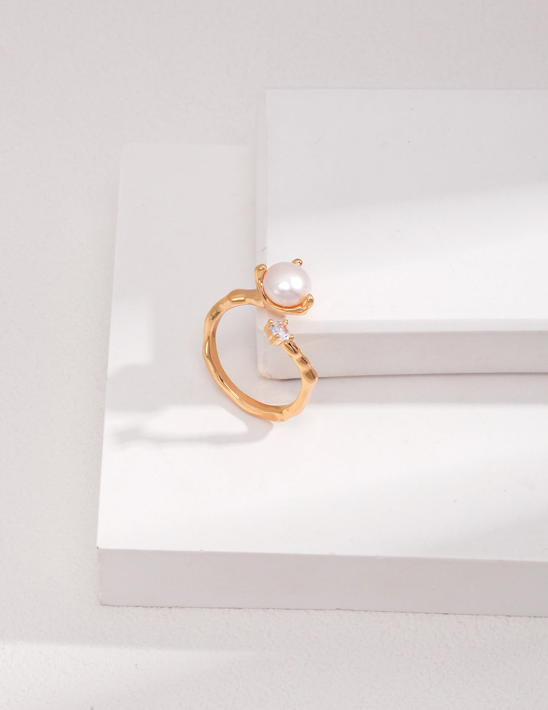 Minimalist Pearl Open Ring