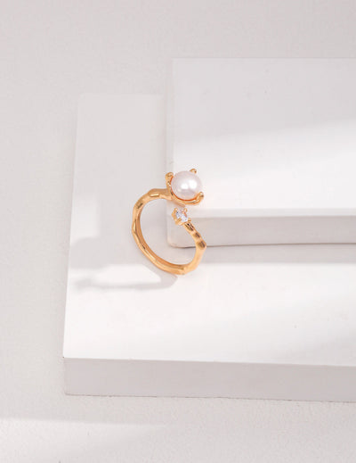 Minimalist Pearl Open Ring