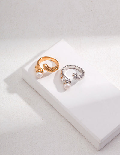 Modern Open Pearl Ring