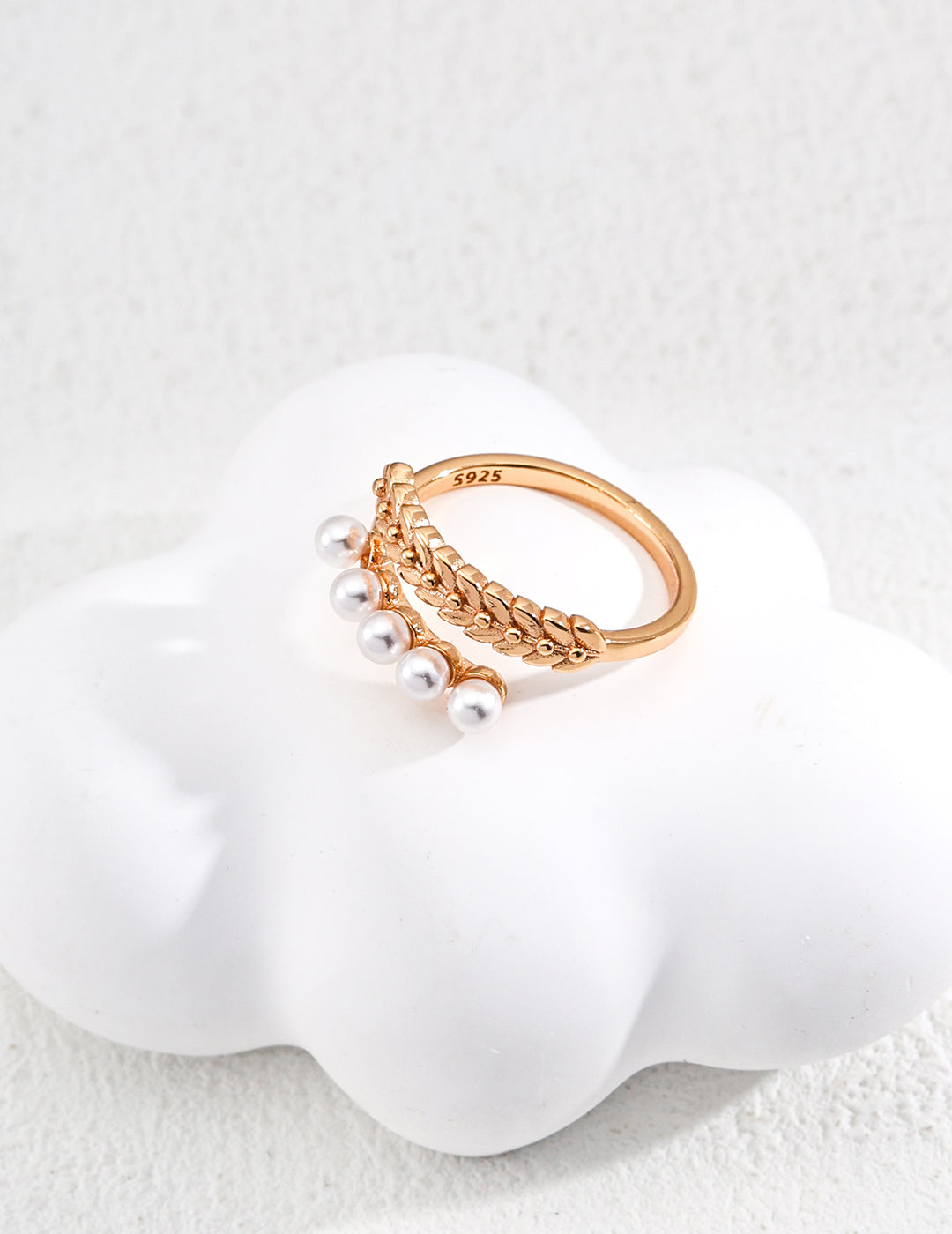 Layered Pearl Charm Ring