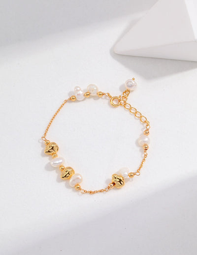 Golden Charm Pearl Bracelet