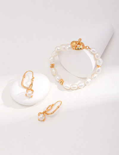 Golden Cage Pearl Drop Earrings