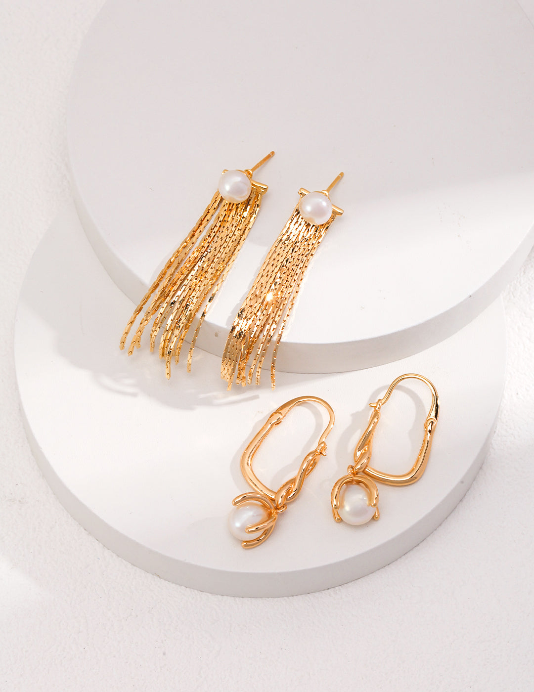 Golden Cage Pearl Drop Earrings