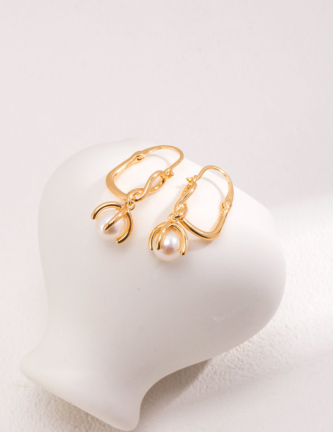 Golden Cage Pearl Drop Earrings