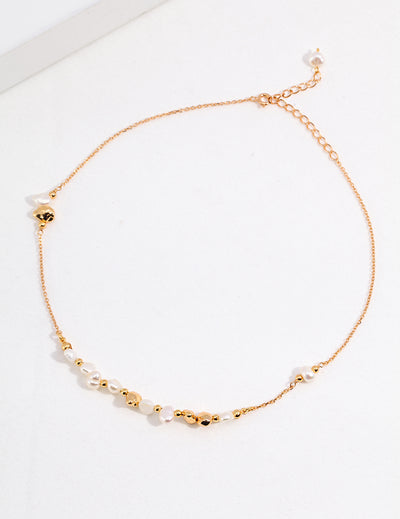 Golden Glow Pearl Chain Necklace