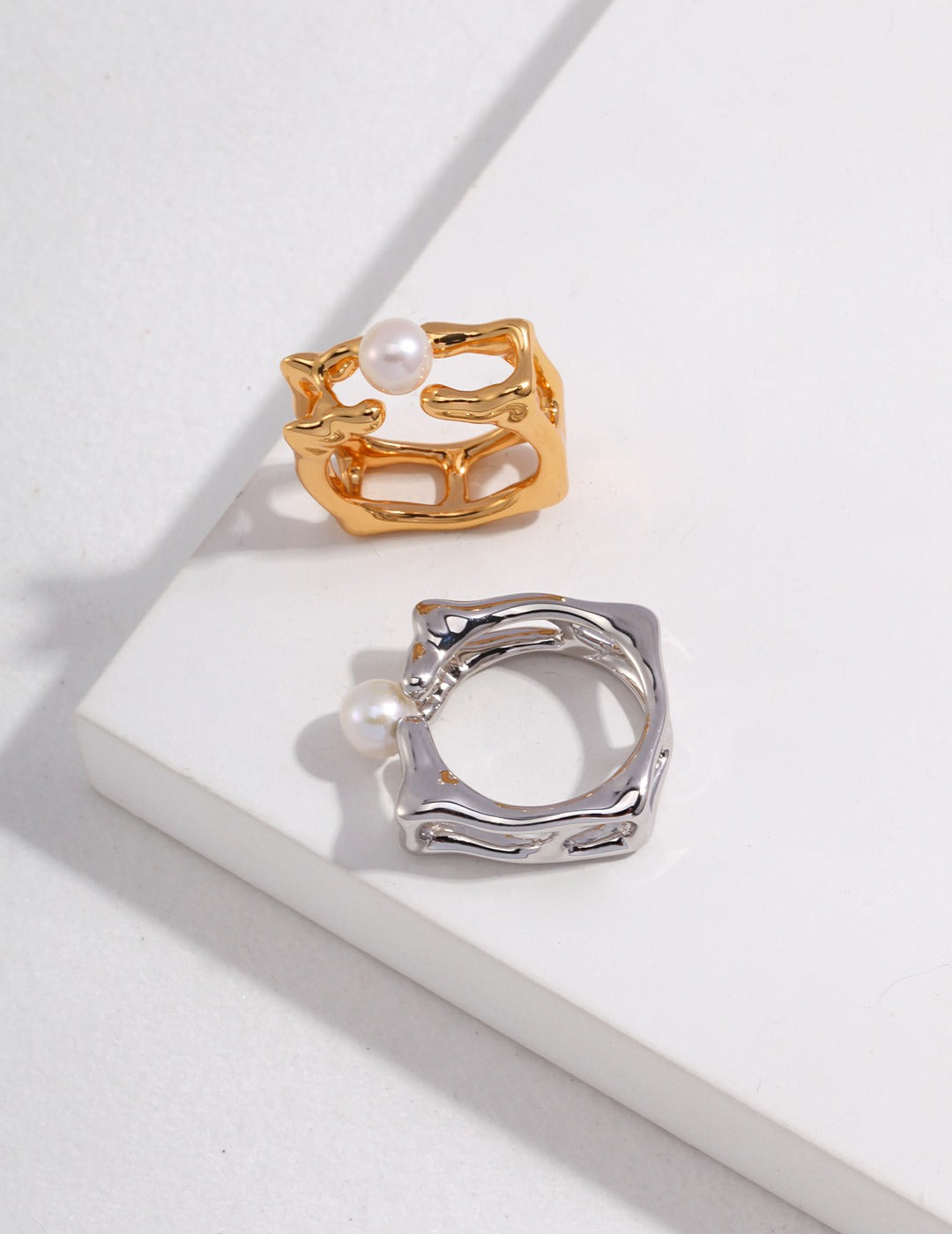 Sculptural Pearl Cage Ring