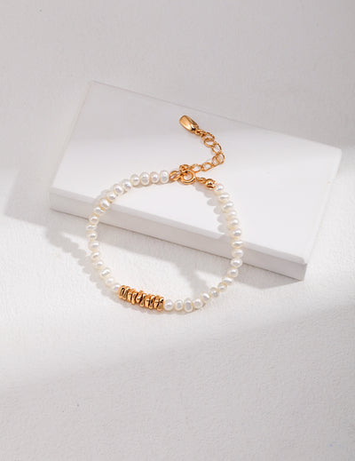 Classic Pearl Bracelet with Gold Accents