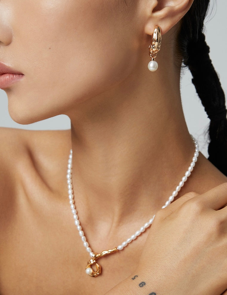 Nature-Inspired Pearl Charm Necklace