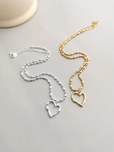 Modern Heart Charm Chain Necklace