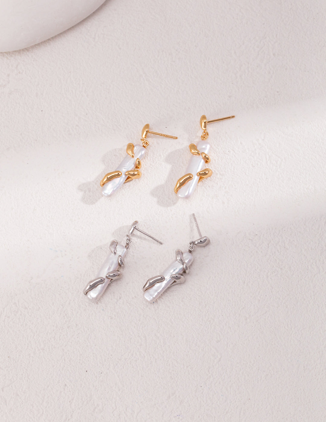 Gold-Tone Abstract Freshwater Pearl Drop Earrings